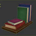 Colorful Books Stacked On Wooden Tray For Home Living Essentials