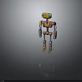 Vintage Colorful Robot Figure With Yellow Red Green Parts And Metal Joints