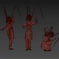 Women in Traditional Chinese Opera Costumes With Headpieces And Long Whips In Performing Poses