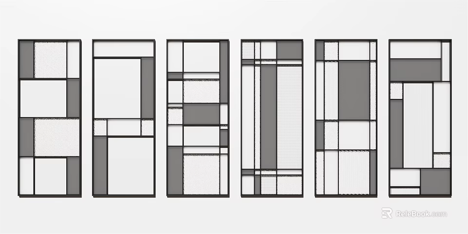 Modern Room Divider Design With Geometric Panel Patterns And Various Styles 3d model 