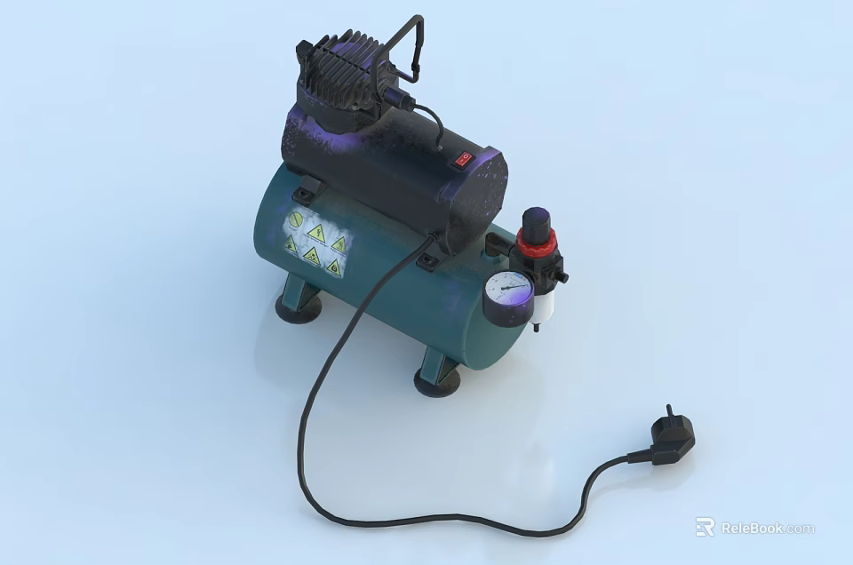 Industrial Air Compressor with Pressure Gauge Power Cord and Motor for Workshop Use 3d model 