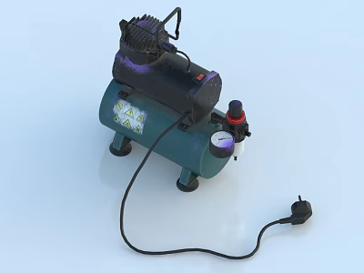 Industrial Air Compressor with Pressure Gauge Power Cord and Motor for Workshop Use 3d model