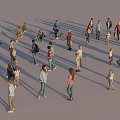 Large Group of People Walking Standing and Moving in Open Area Casually