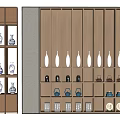 Wooden Shelf Unit With Multiple Compartments Holding Vases Teapots Baskets And Decorative Plates