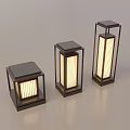 Chinese Style Outdoor Lights With Square Frame Transparent Striped Shade And Illuminated Modern Design