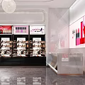 Modern Specialty Store Interior Design With White Spherical Pendant Lights Display Shelves And Glass Counters