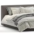 Modern Elegant Double Bed Design With Soft White Bedding And Gray Throw Blanket 3d model