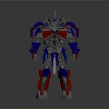 Detailed 3D Mechanical Robot Character With Red Blue Silver Armor And Standing Pose