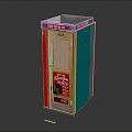 Vintage Payphone Booth Structure With Glass Door Red Green Panels And PAY PHONE Sign