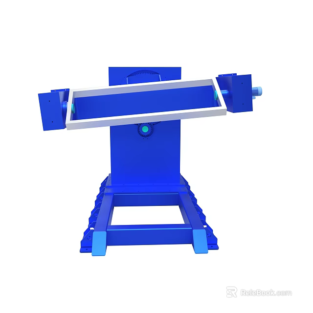 Blue Heavy Duty Industrial Mechanical Stand With Tilted Platform And Stable Base 3d model 