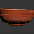 Intricate Hand Sculpted Orange Clay Bowl With Artisanal Textured Surface Design