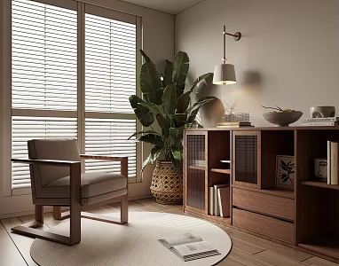 Modern Middle Ancient Leisure Chair Lazy Sofa Single Sofa Wall Lamp Low Cabinet Ornaments 3d model