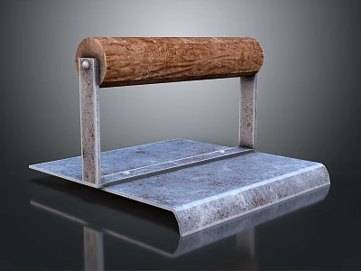 Metal Hand Press Tool With Wooden Grip And Steel Base For Material Flattening Tasks 3d model