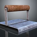 Metal Hand Press Tool With Wooden Grip And Steel Base For Material Flattening Tasks