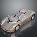 Golden Luxury Sports Car With Sleek Body Transparent Roof And Alloy Wheels