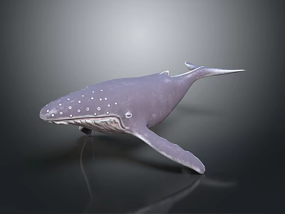 Purple Whale With White Spots 3D Model On Dark Reflective Background 3d model