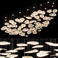 Modern White Disc Shaped Pendant Lights In Layered Hanging Design For Interior