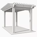 Elegant Wooden Garden Pergola Structure With Natural Wood Posts And Lattice Roof Design