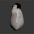 Adorable 3D Penguin Character with Round Body White Belly and Black Head