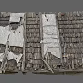 Weathered Ancient Architecture Roof With Old Tiled Surfaces And Exposed Wooden Beams