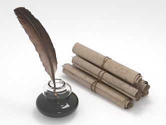 Modern reel quill pen 3d model