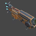 Futuristic Detailed Orange Sci-Fi Mechanical Vehicle with Thrusters Legs and 113UPZ Design