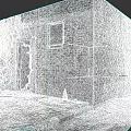 Concrete Floor Tiles Outside Red Brick Building With Black Door Green Vines Red Traffic Cone