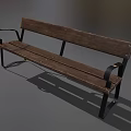 Sturdy Outdoor Wooden Bench With Metal Armrests And Reinforced Metal Frame Structure