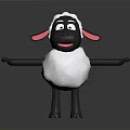Cartoon Sheep 3D Render With White Wool Black Ears Open Arms And Smiling Face