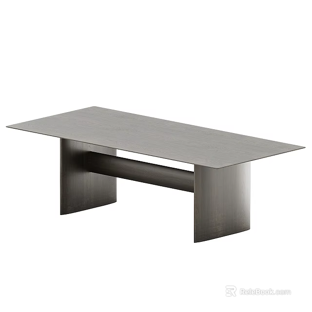 Modern Minimalist Dining Table With Rectangular Wooden Tabletop And Unique Leg Design 3d model 