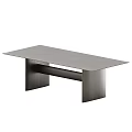 Modern Minimalist Dining Table With Rectangular Wooden Tabletop And Unique Leg Design