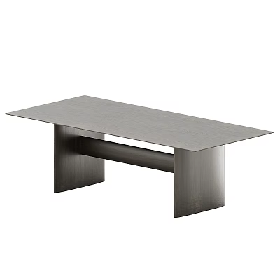 Modern Minimalist Dining Table With Rectangular Wooden Tabletop And Unique Leg Design 3d model