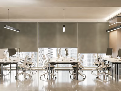 modern public office area open-plan office staff office area aisle office desk chair office card holder 3d model