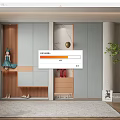 Modern Shoe Cabinet With Light Gray Wooden Design Storage Shelves Decorated Doll Balloon And Shoes