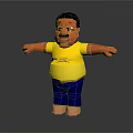 Game And Movie Character With Black Short Hair Yellow T-shirt Blue Pants Outstretched Arms