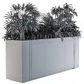 Bonsai Potted Plants In Gray Concrete Rectangular Container With Lush Green Foliage 3d model