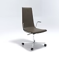 Modern Brown Upholstered Office Chair with Armrests Metal Base and Wheels
