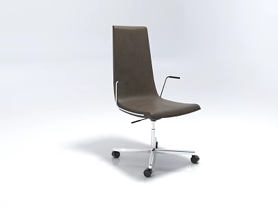 Modern Brown Upholstered Office Chair with Armrests Metal Base and Wheels 3d model