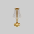 Elegant Table Lamp With Transparent Pleated Lampshade And Golden Base
