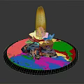Decorative Scene Composition With Burning Flame White Lily And Colorful Circular Base 3d model