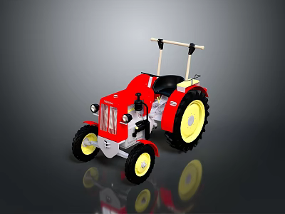 Red Tractor Model With Yellow Wheels Black Seat And White Accents 3d model