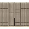 Modern Wooden Wardrobe Design With Vertical Slats And Built In Lighting