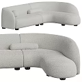 Modern Curved Light Gray Sofa With Plush Fabric And Black Legs
