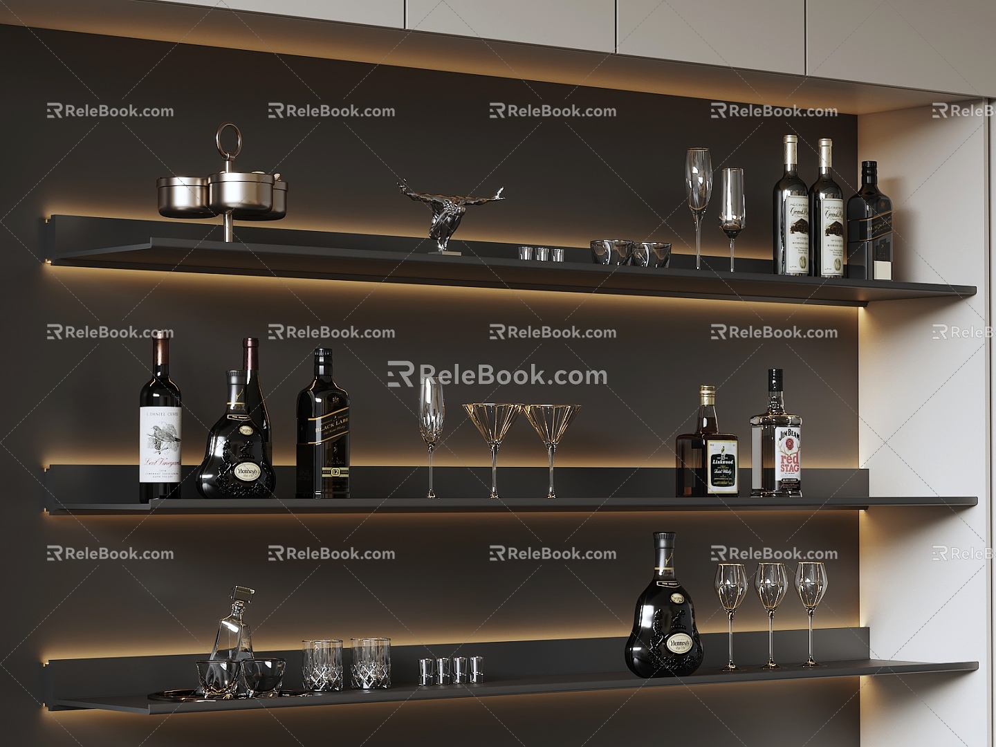 Glowing board Wine rack Wine cabinet 3d model