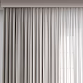 Modern Gray Curtains With Sheer White Panels For Living Room Window