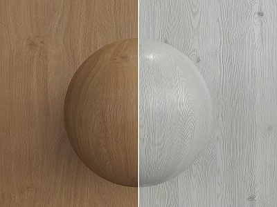 Two Tone Wooden Sphere Component With Left Brown And Right White Wood Grain Background 3d model