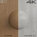 Two Tone Wooden Sphere Component With Left Brown And Right White Wood Grain Background