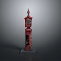 Vintage Red Pillar Mailbox With Decorative Top And Square Stone Base