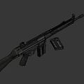Black Tactical Rifle with Detachable Magazine Trigger Mechanism and Ammunition Bullet