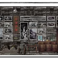 Nostalgic Chinese Style Window Display with Vintage Items and Photo Wall